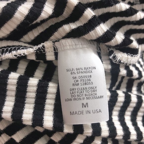 Potter's Pot Knot Front Black White Striped Dolman Sleeve Dress M - Picture 9 of 9